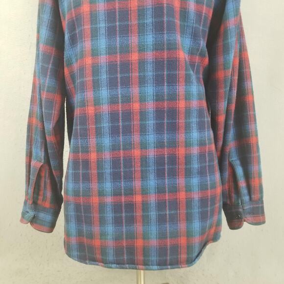 OshKosh B'gosh Shirt Mens Large Tall Blue Red Plaid Flannel Button Pockets - Picture 10 of 16